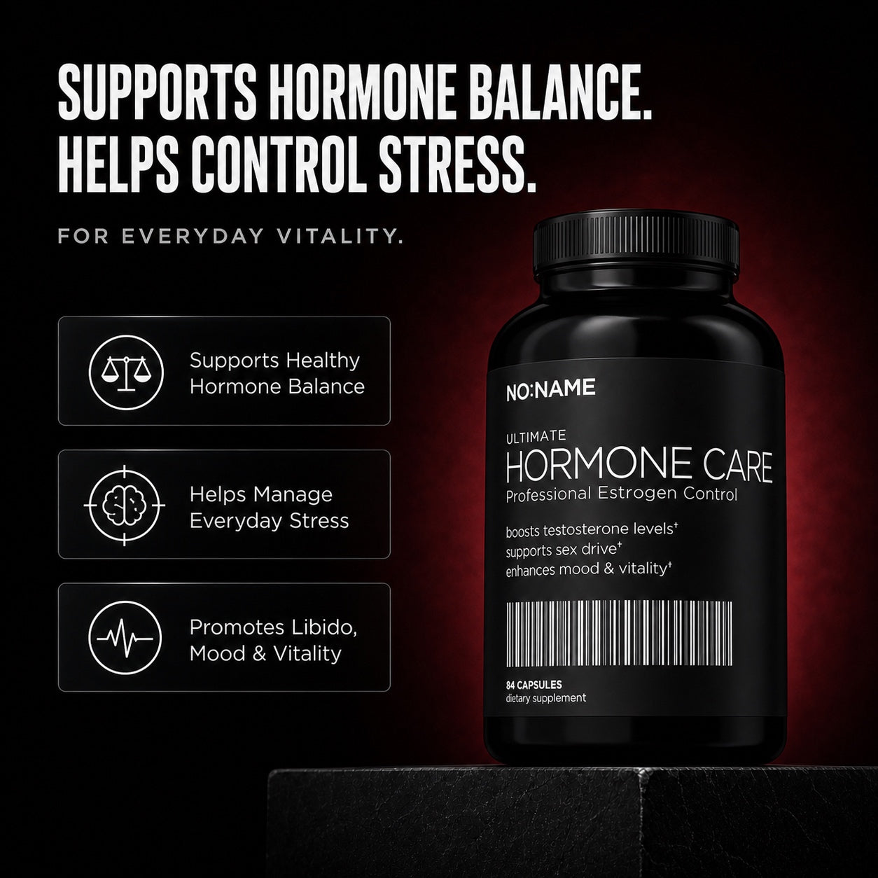 NO NAME Clinical Hormone Support benefits: healthy hormone balance, everyday stress, libido, mood, and vitality