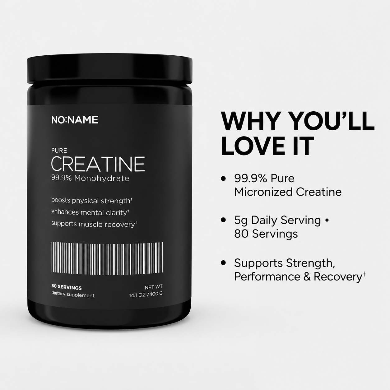 NO:NAME creatine feature highlights